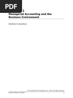 Managerial Accounting and The Business Environment: Solutions To Questions