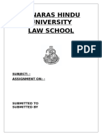 Banaras Hindu University Law School: Subject: - Assignment On