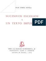 Sucesivos Escolios A Un Texto Implicito (Nicolás Gómez Dávila, 1992)