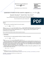 Quantitative Bounds For The Recursive Sequence Y: Kenneth S. Berenhaut, John D. Foley, Stevo Stevi C