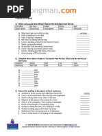 Places Town Worksheet