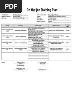 On-the-Job Training Plan: Period Area/Topic Specific Tasks Expected Output No. of Hours Spent