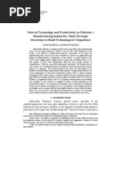 State of Technology and Productivity in Pakistan's Manufacturing Industries: Some Strategic Directions To Build Technological Competence