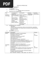 SESIÓN de APRENDIZAJE Ciencia y Tecnologia Alimentos