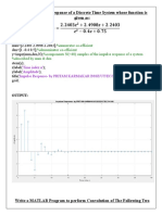 Find The Impulse Response of A Discrete Time System Whose Function Is Given As