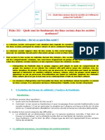 Fiche 211 - Les Fondements Des Liens Sociaux Dans Les Sociétés Modernes