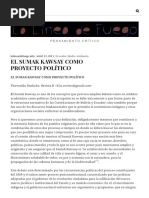 El Sumak Kawsay Como Proyecto Político - Simbaña