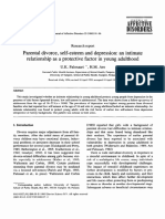 Parental Divorce, Self-Esteem and Depression An Intimate Relationship As A Protective Factor in Young Adulthood