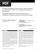 Cambios Actitudinales y Reducción Del Consumo de Alcohol en Adolescentes A Partir de Un Programa de Intervención Psicosocial