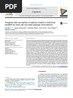 Temporal Order Perception of Auditory Stimuli Is Selectively Modified by Tonal and Non-Tonal Language Environments