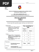 English Form 2 Mid Year