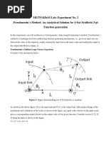 Me370 Kdom Lab: Experiment No. 2 Freudenstein'S Method: An Analytical Solution For 4-Bar Synthesis 3-Pt Function Generation