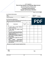 Course End Survey Signals and Systems (EE2101) : Rajarambapu Institute of Technology, Rajaramnagar