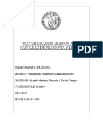 Programa Pensamiento Argentino y Latinoamericano 2017-Catedra UBA