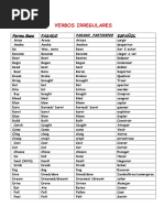 Verbos Irregulares: Forma Base Pasado Español