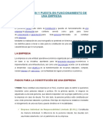 Constitución y Puesta en Funcionamiento de Una Empresa