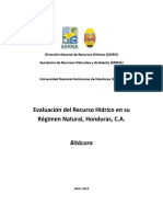 Bitacora - Evaluacion Recursos Hidricos en Regimen Natural - Honduras - 2014