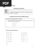 Multiplicación y División de Números Enteros.