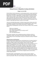 Bilingual Learners: Bilingualism, Learning and Inclusion - M. Gravelle (2005)