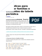 Cinco Dicas para Decorar Famílias e Elementos Da Tabela Periódica