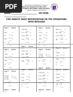 Integers Daily Exercise