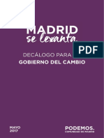 Madrid Se Levanta. Decálogo para Un Gobierno Del Cambio