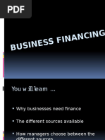 Business Finance Needs and Sources