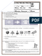 Prova de Matematica Instrumental 2016 6° Ano