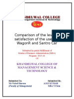 Comparison of The Level of Satisfaction of The Users of Wagonr and Santro Car