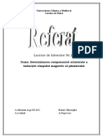 Lucrare de Laborator Nr.11: Tema: Determinarea Componentei Orizontale A Inducţiei Cîmpului Magnetic Al Pămîntului