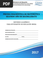 Prueba Diagnóstica de Matemática Segundo Año de Bachillerato - 2017