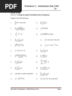 Worksheet 2-Intergration Jan 2010