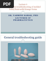 Production Troubleshooting of Molded: Solid/Semi-solid Dosage Forms