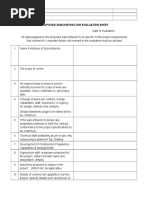 Subcontractor Evaluation