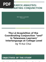 Research Analysis: Coordinating Conjunction: May Grace D. Salazar