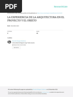 La Experiencia de La Arquitectura en El Proyecto y El Objeto