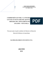 2012 - Sáenz - Comprensión Lectora y Actitudes Hacia La Lectura en Escolares Del Quinto Grado de Primaria Del Asentamiento Humano Angamos - Ventanilla