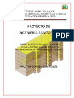 Diseño y Calculo de Las Instalaciones de Agua Potable y Agua Servidas en Una Edificacion de 5 Pisos Altos, PB y Terraza PDF