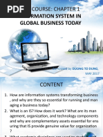 Information System in Global Business Today: Mis Course: Chapter 1