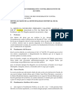 Recurso de Reconsideración Contra Resolución de Alcadía