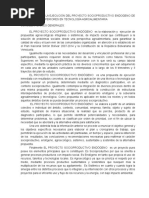 Propuesta para La Ejecución Del Proyecto Socioproductivo Endogeno de Los Técnicos Superiores en Tecnología Agroalimentaria