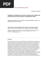 Calidad e Inocuidad en La Leche Cruda de Una Cadena de Producción de Una Provincia Occidental de Cuba