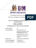 Universiti Sains Malaysia School of Chemical Engineering: Pre-Lab Test