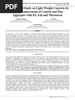 Experimental Study On Light Weight Concrete by Partial Replacement of Cement and Fine Aggregate With Fly Ash and Thermocol