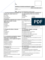 Prueba Semestral Ciencias 5 Basico