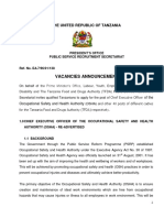 The United Republic of Tanzania: Vacancies Announcement