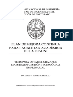 UNI Plan de Mejora Contínua para La Calidad Académica