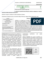 An Overview of Pharmaceutical Process Validation and Process Control Variables of Tablets Manufacturing Processes in Industry