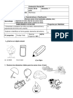 Evaluacion Ciencias Naturales 1°A Segunda Parte Seres Vivos