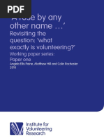 A Rose by Any Other Name ' Revisiting The Question: What Exactly Is Volunteering?'